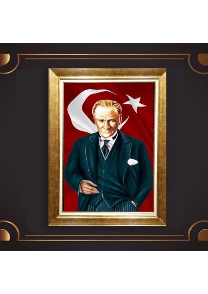 Özel Altın Seri Atatürk Paspartulu Tablo RV190