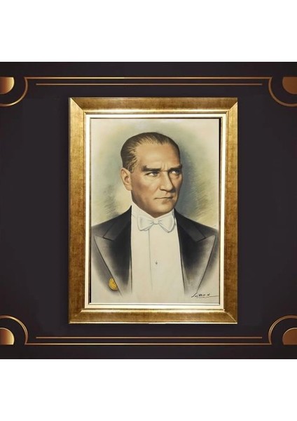 Özel Altın Seri Atatürk Paspartulu Tablo RV841