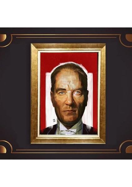 Özel Altın Seri Atatürk Paspartulu Tablo RV538