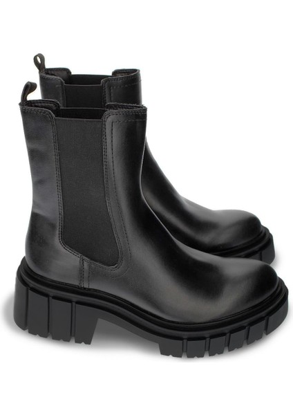 Kadın Kalın Taban Günlük Bot Yanı Lastik Detaylı Tırtık Taban Siyah Bot fiyatları