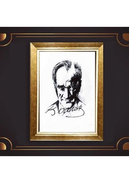 Özel Altın Seri Atatürk Paspartulu Tablo RV851