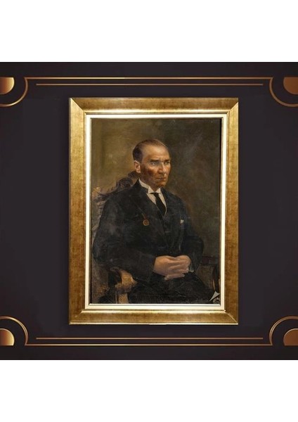 Özel Altın Seri Atatürk Paspartulu Tablo RV454