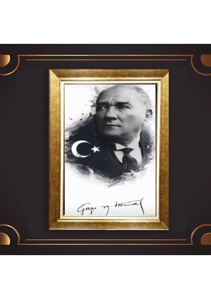 Özel Altın Seri Atatürk Paspartulu Tablo RV453