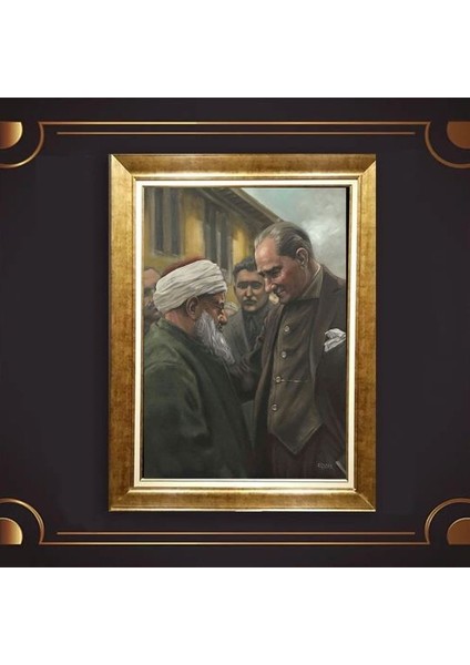 Özel Altın Seri Atatürk Paspartulu Tablo RV872