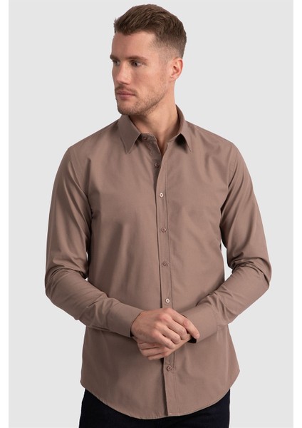 Slim Fit Dar Kesim Tery Cotton Erkek Gömlek fiyatları