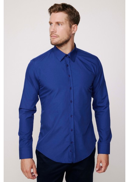 Slim Fit Dar Kesim Tery Cotton Erkek Gömlek