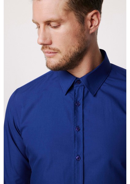 Slim Fit Dar Kesim Tery Cotton Erkek Gömlek modelleri