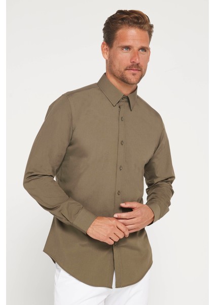 Slim Fit Dar Kesim Tery Cotton Erkek Gömlek