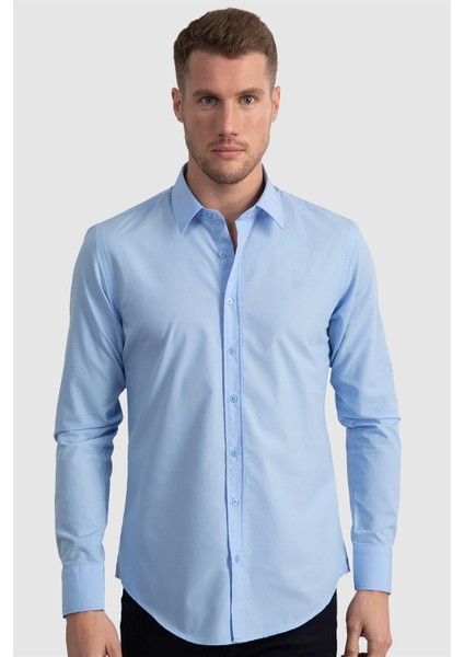 Slim Fit Dar Kesim Tery Cotton Erkek Gömlek