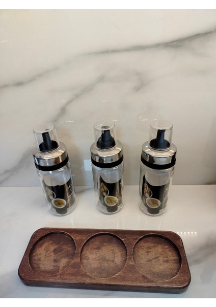 Retro 3 Lü Glostad Kaşıklı Baharatlık Set 380 ml (Cam)