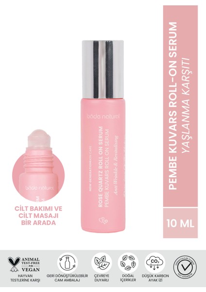 Pembe Kuvars Roll On Antioksidan Yüz Masaj Serumu 10 ml