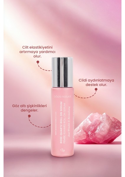 Pembe Kuvars Roll On Antioksidan Yüz Masaj Serumu 10 ml