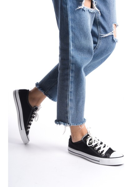 Siyah Beyaz Kadın Kısa Keten Spor Ayakkabı Günlük Sneakers Cnv7 fırsatları
