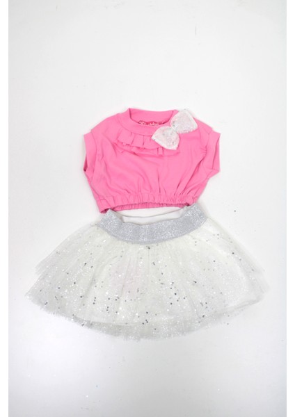 Kız Çocuk Tütü Etekli Crop Takım (Kalıbı Küçüktür Beden Büyük Alınız)