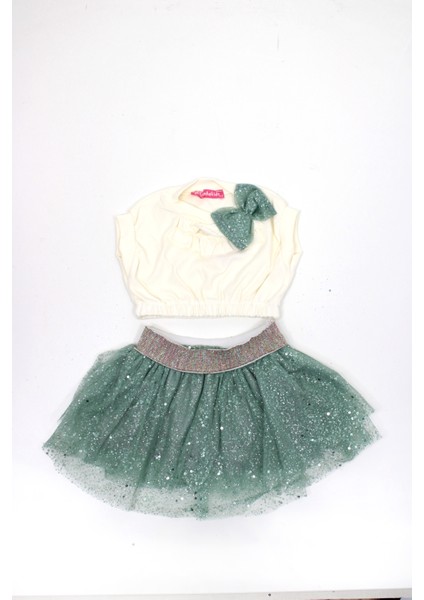 Kız Çocuk Tütü Etekli Crop Takım (Kalıbı Küçüktür Beden Büyük Alınız)