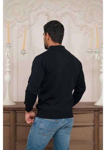 Polo Yaka Cepli Armürlü Yünlü Erkek Triko Kazak fiyatları