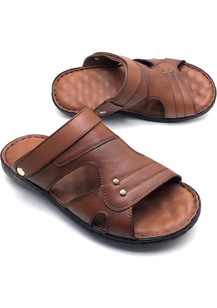 Deri Tam Ortopedik Büyük Numara Erkek Terlik
