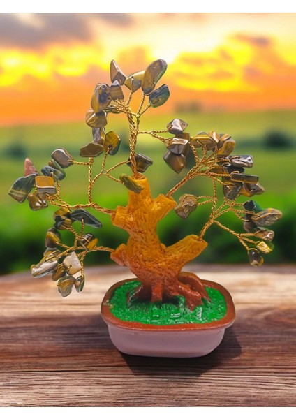 Kaplan Gözü Doğal Taş Ağaç (15 cm )