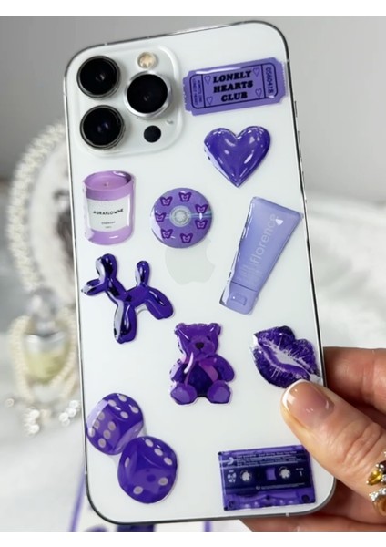 3D Sticker - 3D Etiket - Damla Etiket - Telefon, Pc , Kulaklık , Tablet Çıkartma Purple Series - Mor