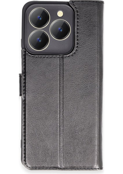 Realme C63 Kılıf Deri Kartlıklı Kılıf Kapaklı Kılıf - Siyah