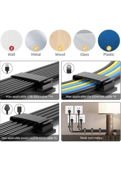 Yapışkanlı Kablo Düzenleyici Klips 4lü Set fiyatları