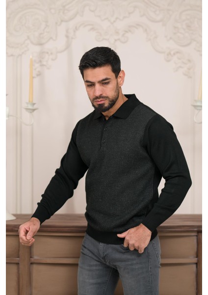 Polo Yaka Armürlü Yünlü Erkek Triko Kazak fiyatları