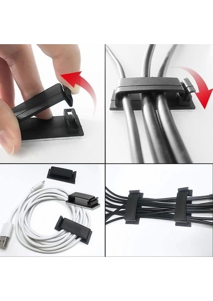 Yapışkanlı Kablo Düzenleyici Klips 4lü Set