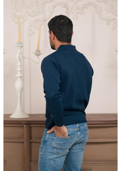 Polo Yaka Armürlü Yünlü Erkek Triko Kazak fırsatları