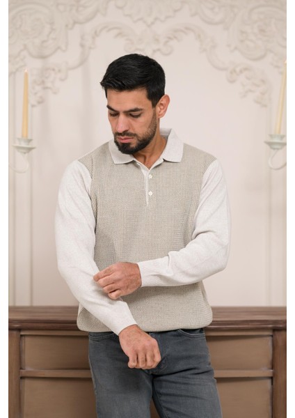 Polo Yaka Armürlü Yünlü Erkek Triko Kazak fiyatları
