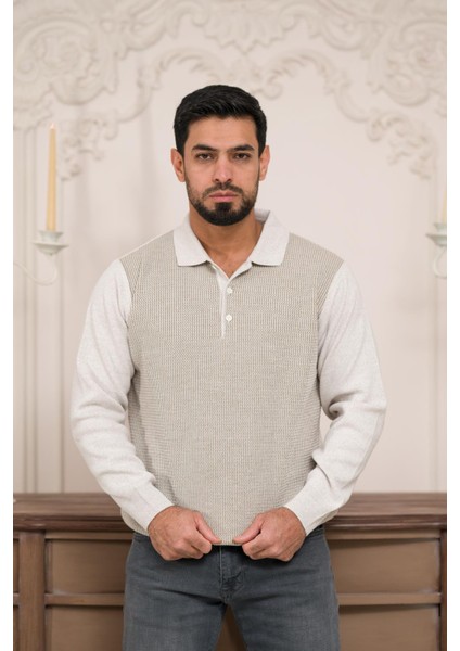 Polo Yaka Armürlü Yünlü Erkek Triko Kazak modelleri