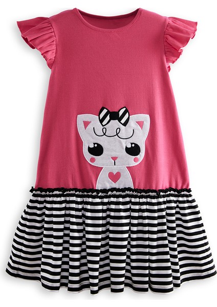 Kedicik Kız Çocuk Fuşya Yazlık Elbise modelleri