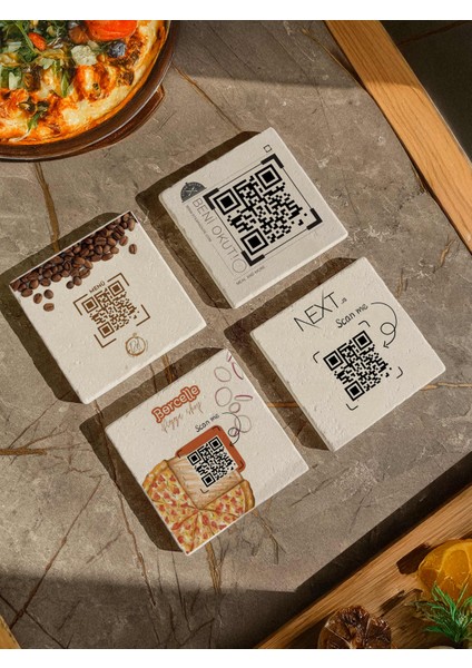 Qr Menü Doğal Taş Otel, Bar, Cafe, Restaurant Barkod Masaüstü Qr Kod 4 Adet