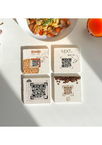 Qr Menü Doğal Taş Otel, Bar, Cafe, Restaurant Barkod Masaüstü Qr Kod 4 Adet fiyatları