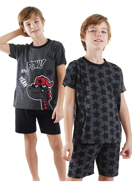 Yıldızlı Dino Erkek Çocuk 2'li Pijama Takım