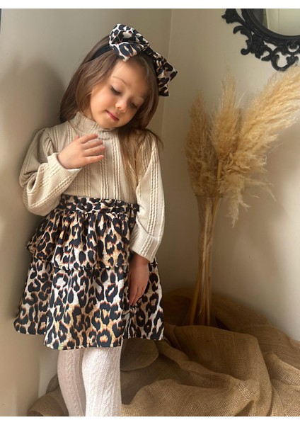 Triko Leopar Etekli Bandanalı 3’lütakım 2/8 Yaş indirimleri