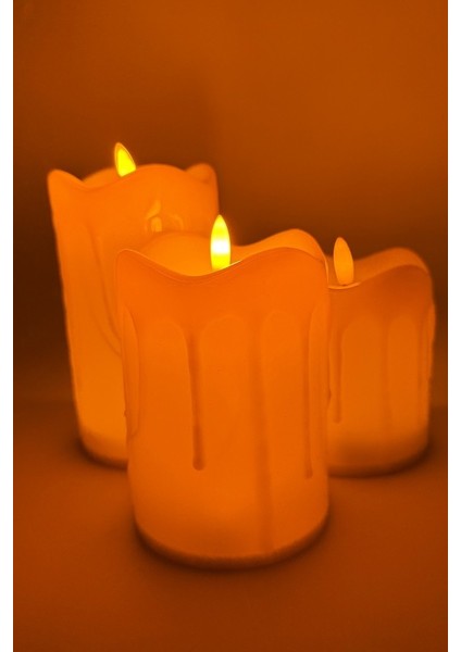 Pilli LED Mum Kalın 12 cm