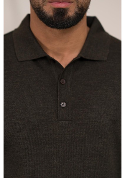 Polo Yaka Düz Renk Yünlü Erkek Triko Kazak indirimleri