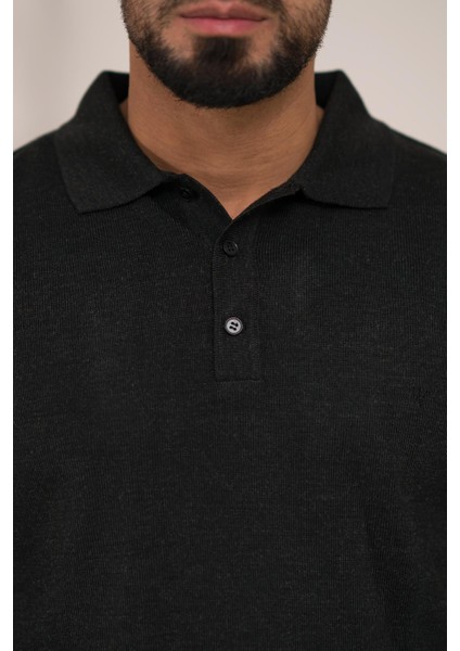 Polo Yaka Düz Renk Yünlü Erkek Triko Kazak indirimleri