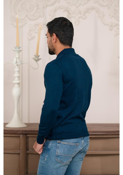 Polo Yaka Slimfit Desenli Yünlü Erkek Triko Kazak fırsatları