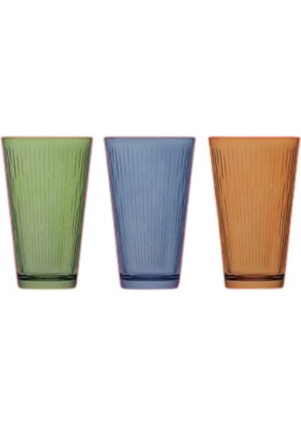 Coral Nora Boyalı 3'lü Renkli Meşrubat Bardağı 325 cc