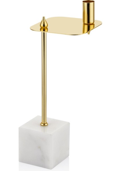 Evza Mermer Kare Asimetrik Mumluk Beeeyaz Gold 12,5*12,5*31 cm fiyatları