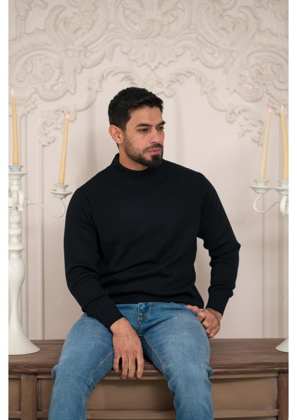 Balıkçı Yaka Kalın Yünlü Erkek Triko Kazak