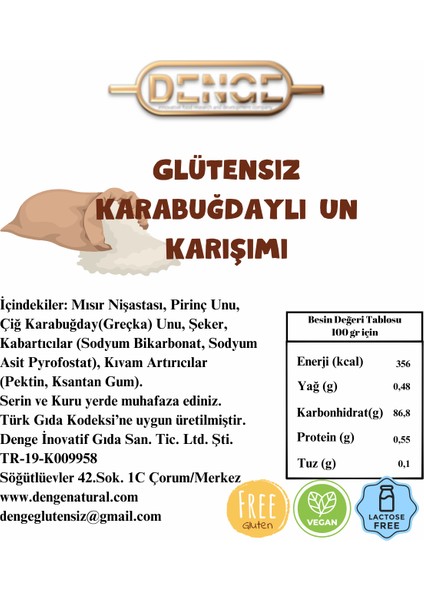 Denge Glutensiz Karabuğdaylı Un Karışımı 3'lü Paket modelleri