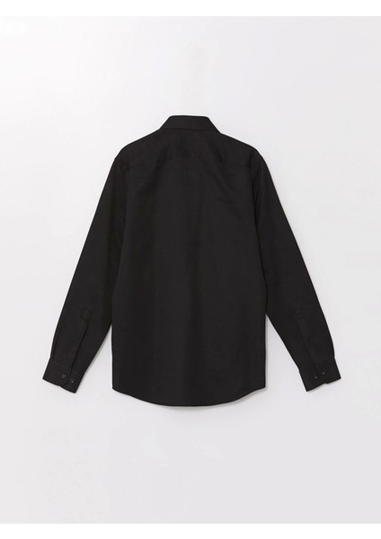Formal Siyah Slim Fit Uzun Kollu Armürlü Erkek Gömlek