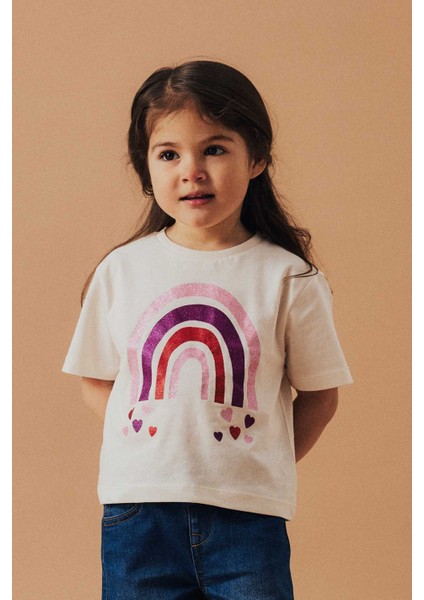 Nmfbetrıa Ss Nreg Top Pb Krem Kız Çocuk Kısa Kol T-Shirt