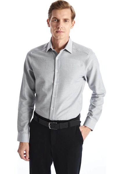 Lcwaıkıkı Formal Gri Slim Fit Uzun Kollu Erkek Gömlek