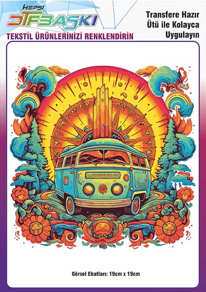 Ütü ile Yapışan Vintage Bohemian Tekstil Dtf Baskı