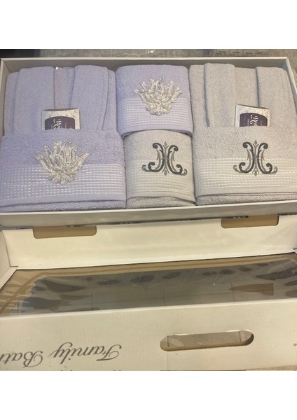 Bambu Pamuklu 6 Parça Aile Bornoz Takımı Standart Beden