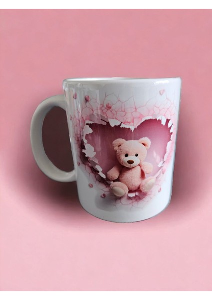 ELI81 Ayıcıklı Kupa Bardak 3d Efekt Ayıcık Teddy Baskılı Kupa Bardak