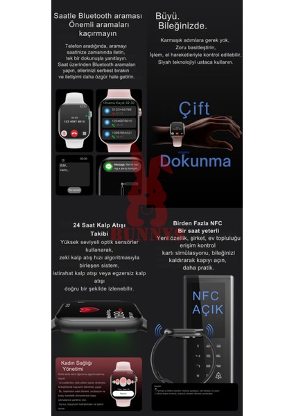 Omix X400 Uyumlu Kırmızı Akıllı Saat Watch 10 Mini Kordon Hediyeli Amoled Ekran 41MM